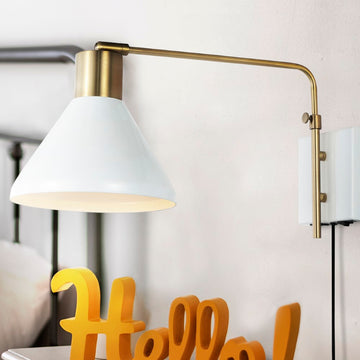 Max 20.5" Swing Arm Modern Midcentury Iron USB Charging Port LED Sconce - JONATHAN Y